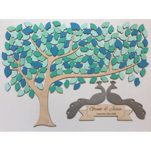 Peacocks Wedding Guest Book Tree