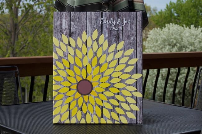 Sunflower Wedding Guest Book Tree