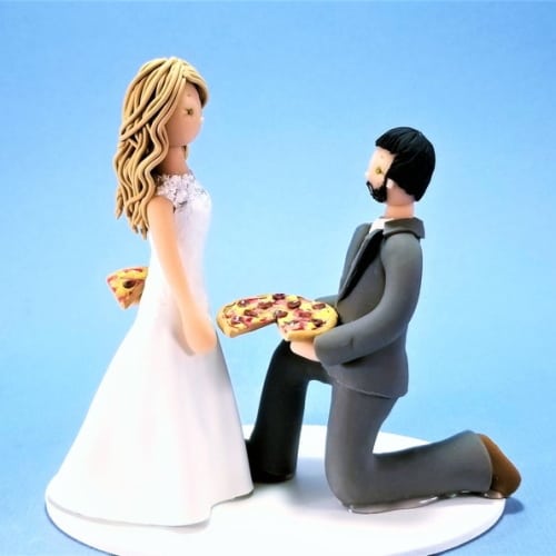 Bride Pulling Groom Wedding Cake Topper, Hooked for Life, Bride