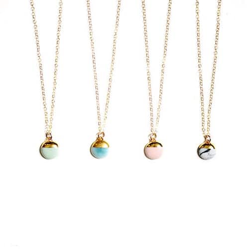 Gold Dipped Porcelain Buoy Necklace