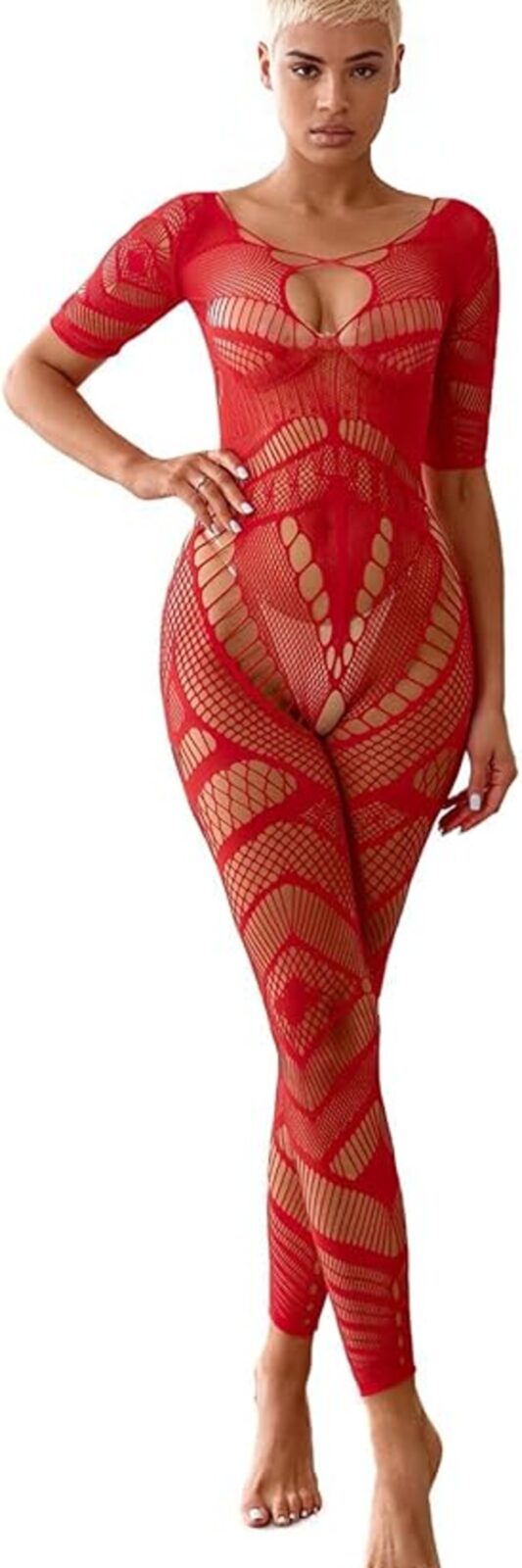 Hollow Mesh Crotchless Bodystocking 1