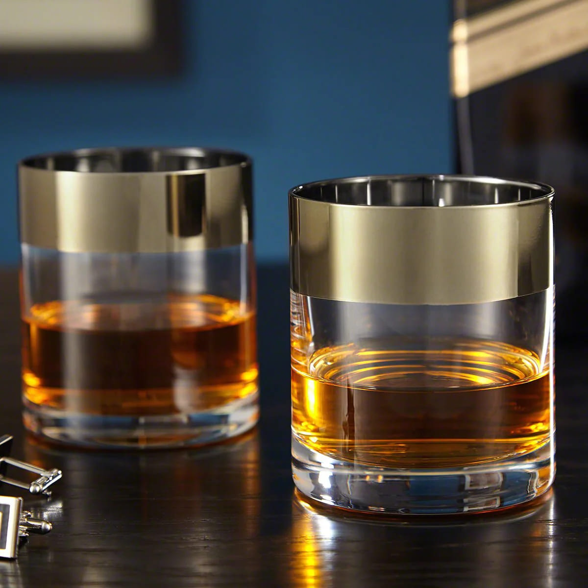 Bronze Rim Whiskey Glasses