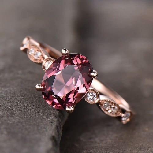 Gold Plated Pink Stone Traditional Ring - Platear