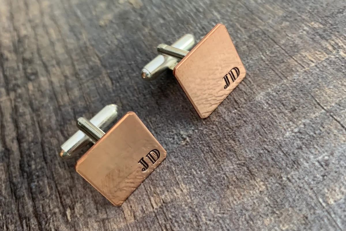 Custom Hand-Stamped Copper Cuff Links