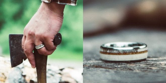 Elk Teakwood Tungsten Ring