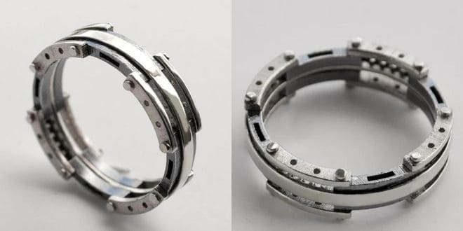 Platinum & Oxidized Silver Pieces Band