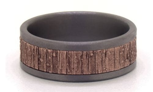 Wood Texture Rose Gold Band