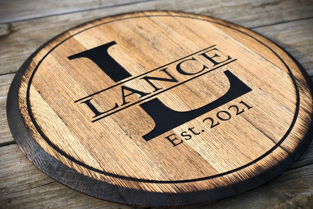 Carved Barrel Head Wedding Guest Book