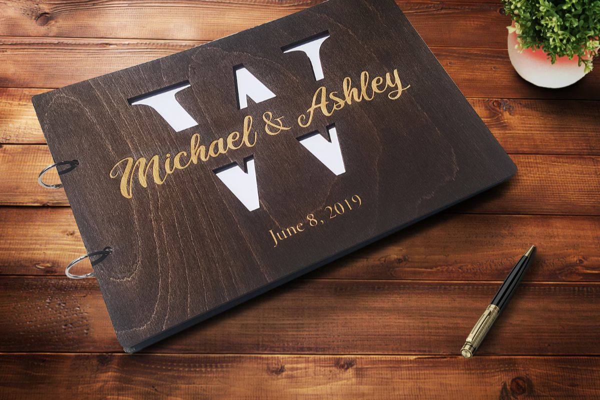 Customized Wooden Covered Guest Book