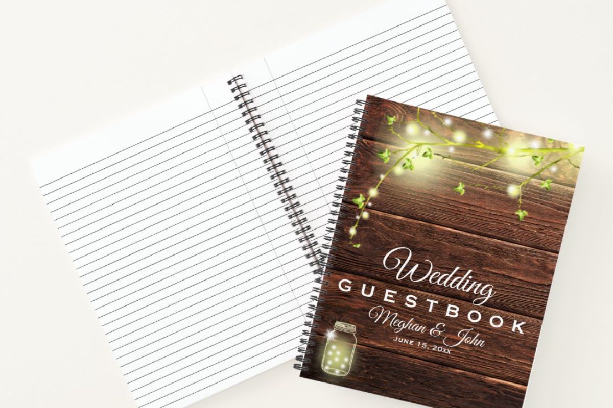 Mason String Lights Wedding Guest Book