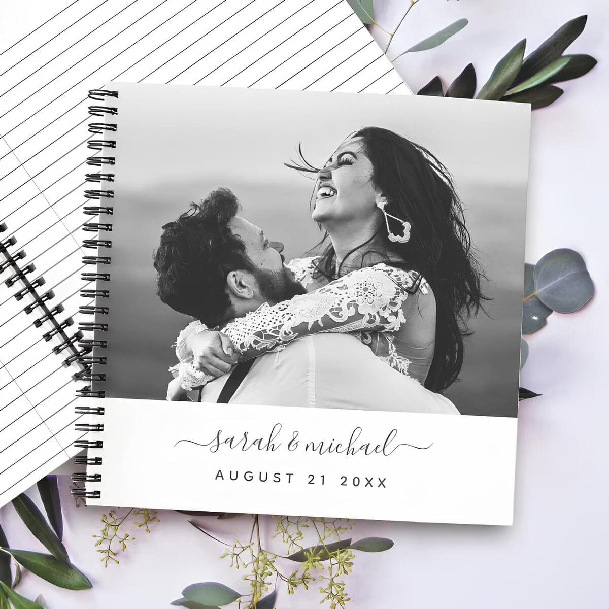 Modern Elegant Calligraphy Guest Book