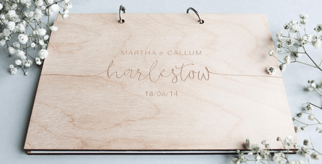 Modern Ringed Wooden Signature Book