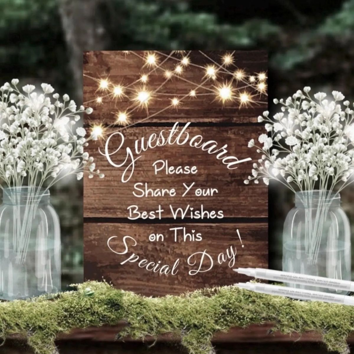 Wedding Wood Photo Guest Board