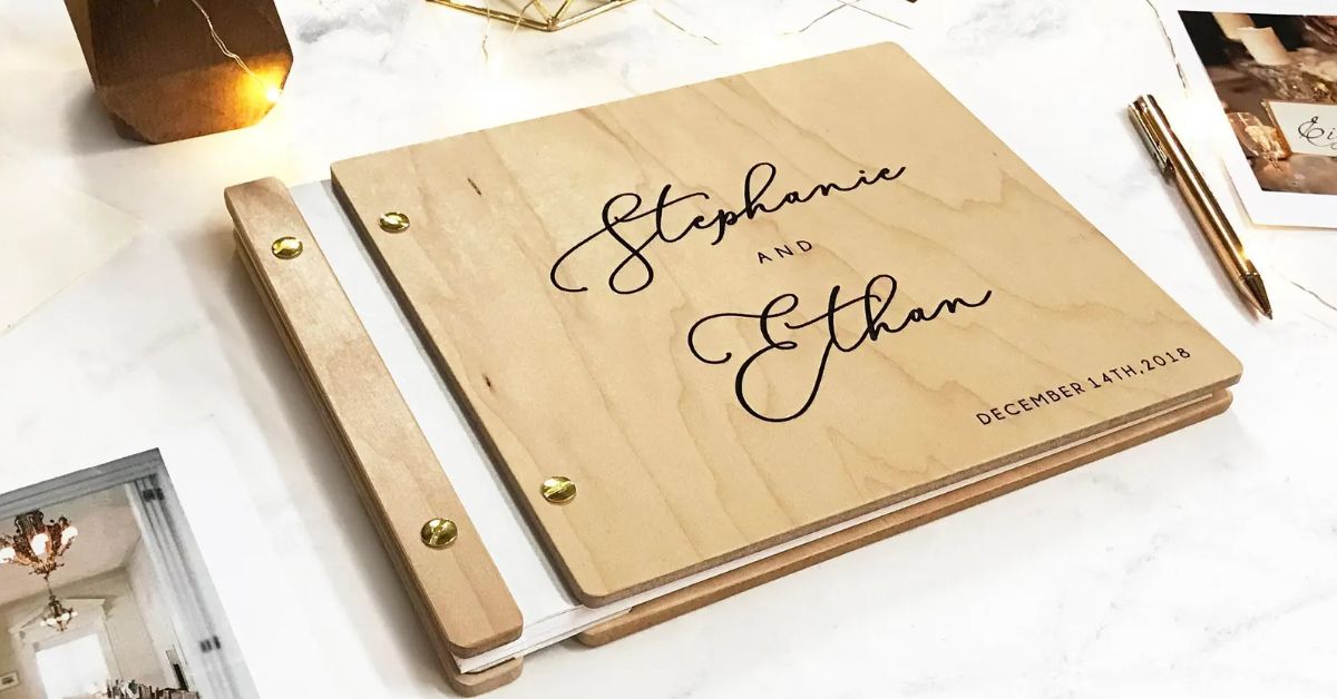 Wooden Cover Photo Guest Book