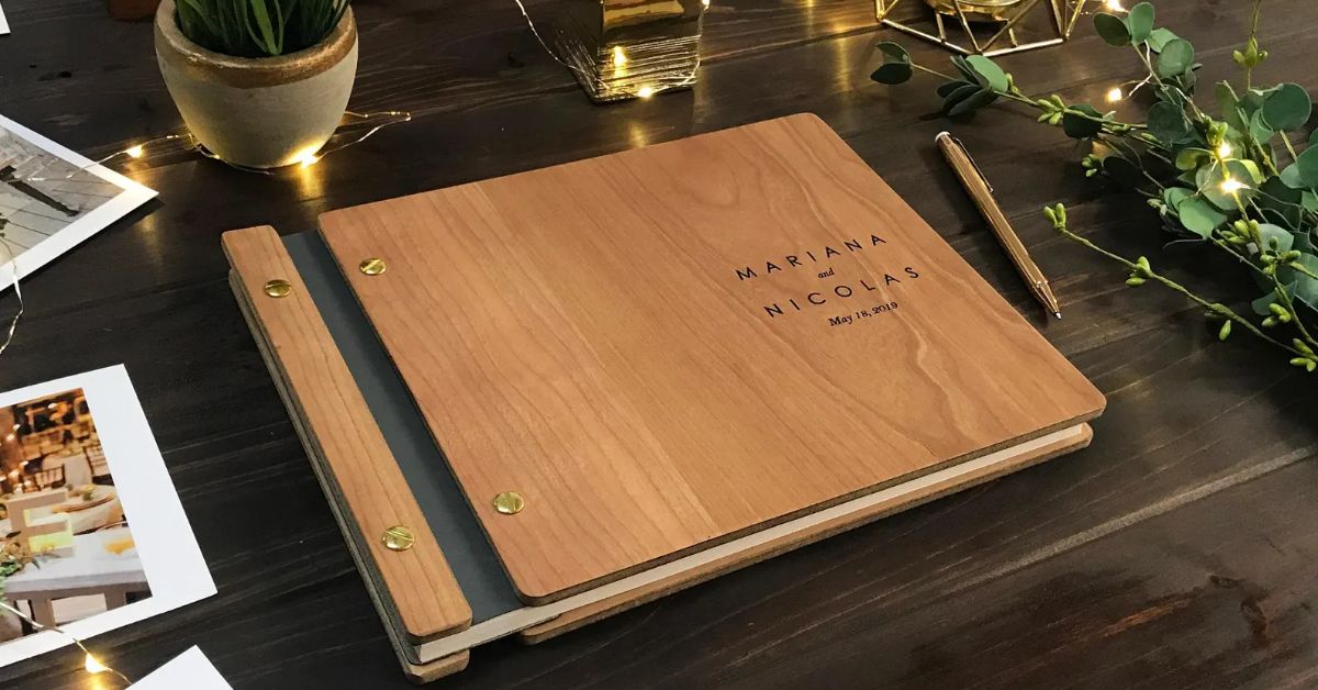 Wooden Photo Booth Guest Sign-In Book