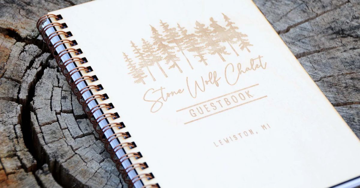 Wooden Pine Trees Guest Book