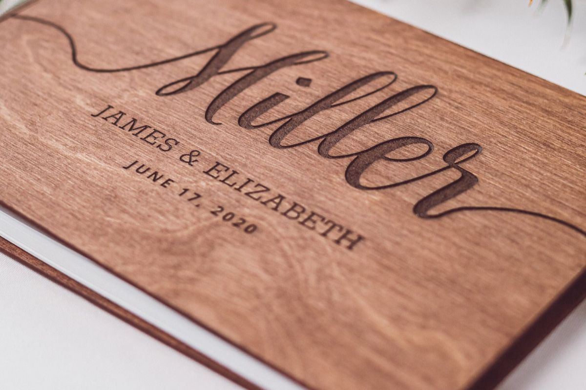 Wooden Rustic Engraved Guest Book