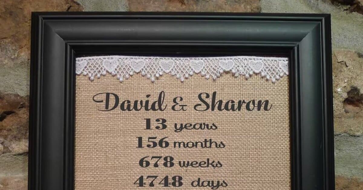 Personalized 13th Anniversary Lace Print
