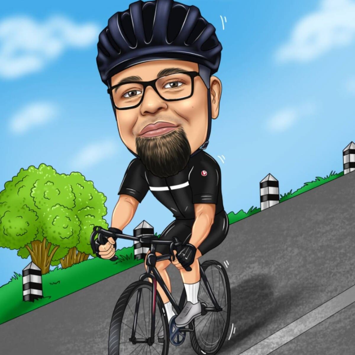 Cyclist Portrait Caricature