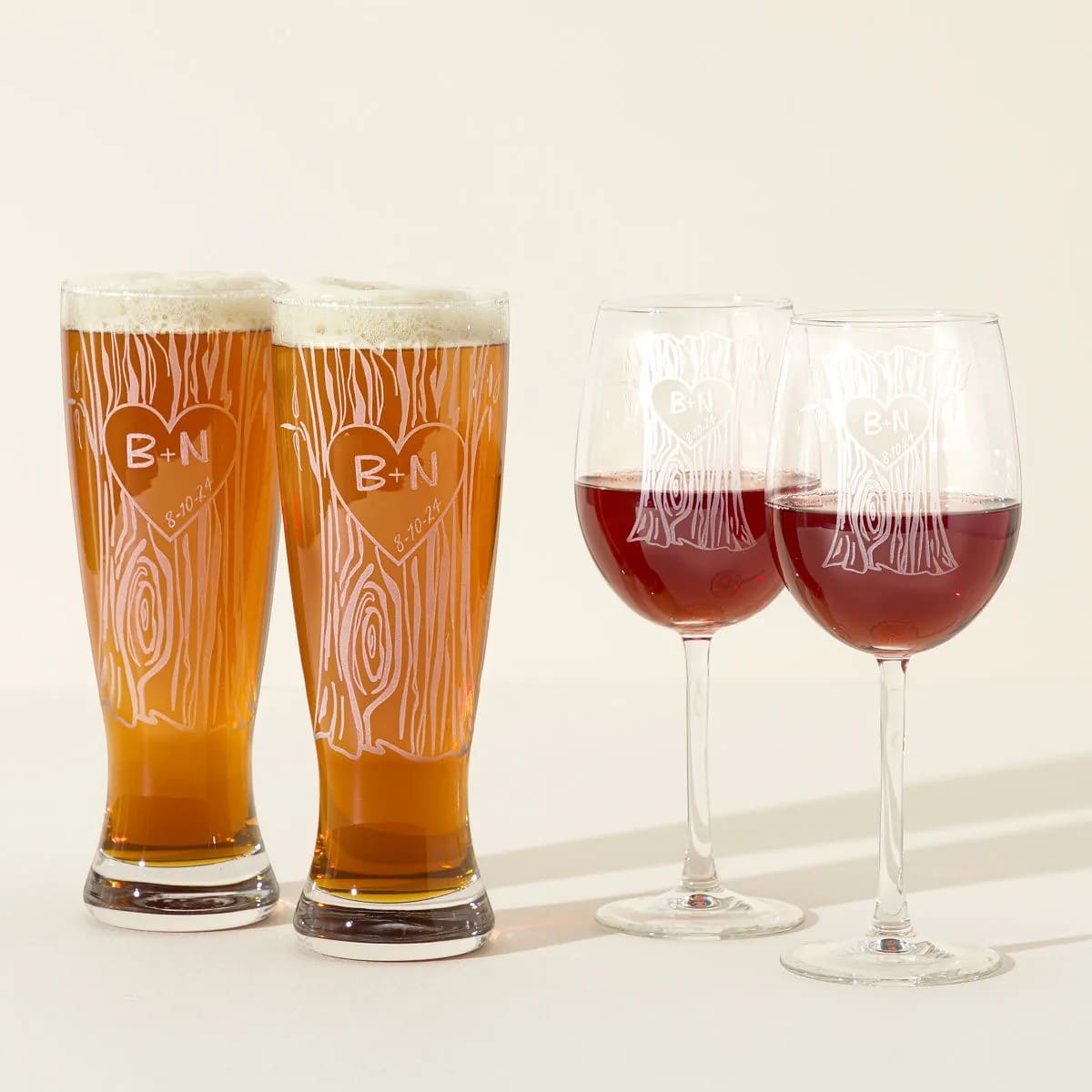 Etched Wine & Beer Glasses