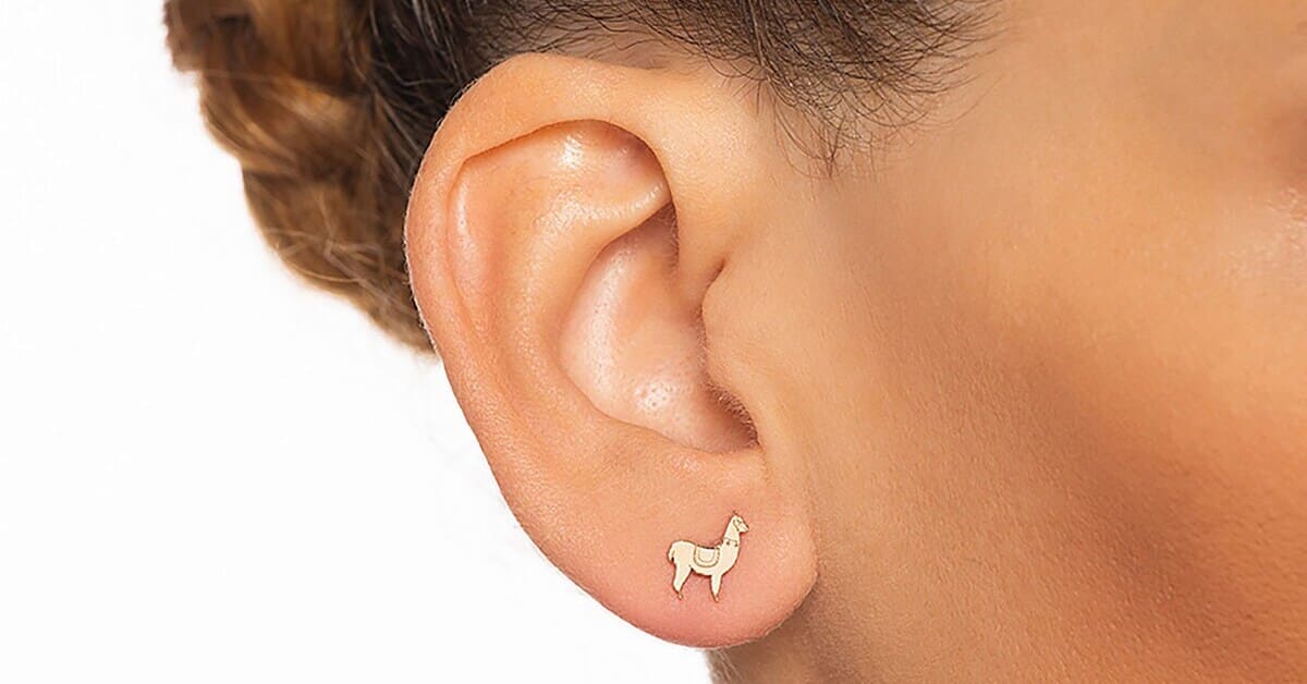 Gold Llama Stud Earrings