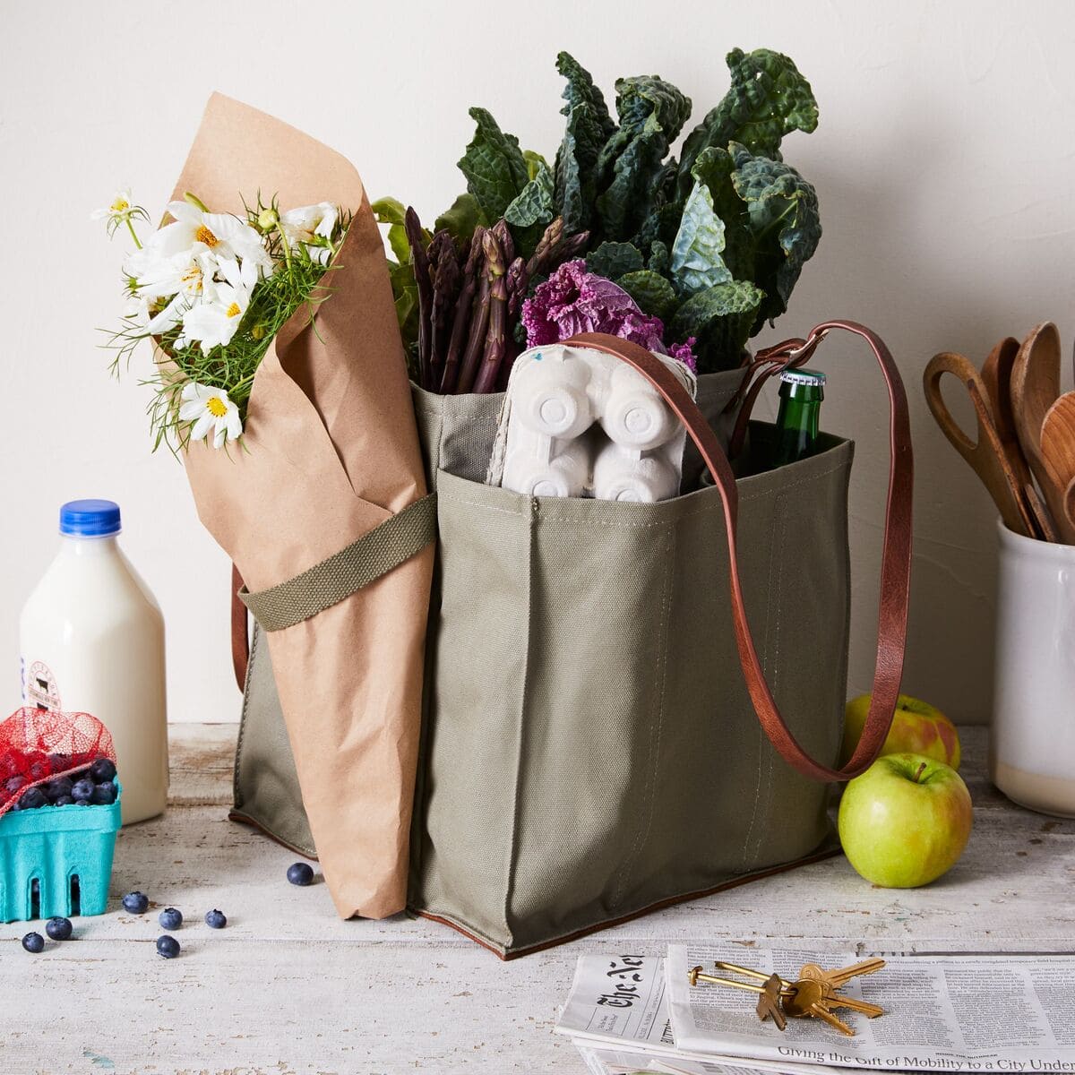 Multipocket Canvas Market Tote