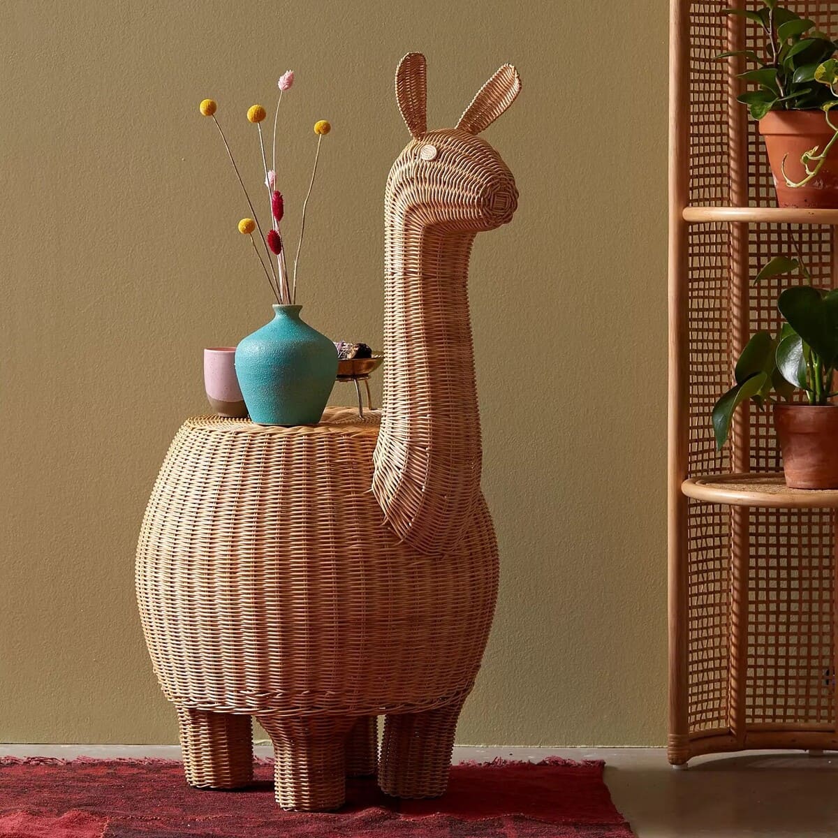 Rattan Llama Side Table