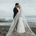 A couple in a wedding dress