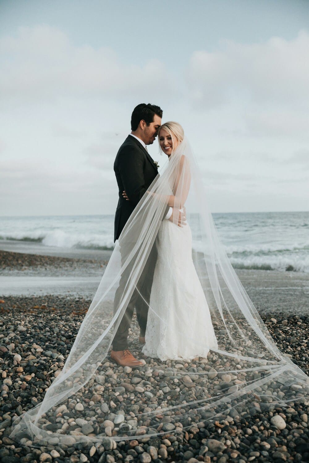 A couple in a wedding dress