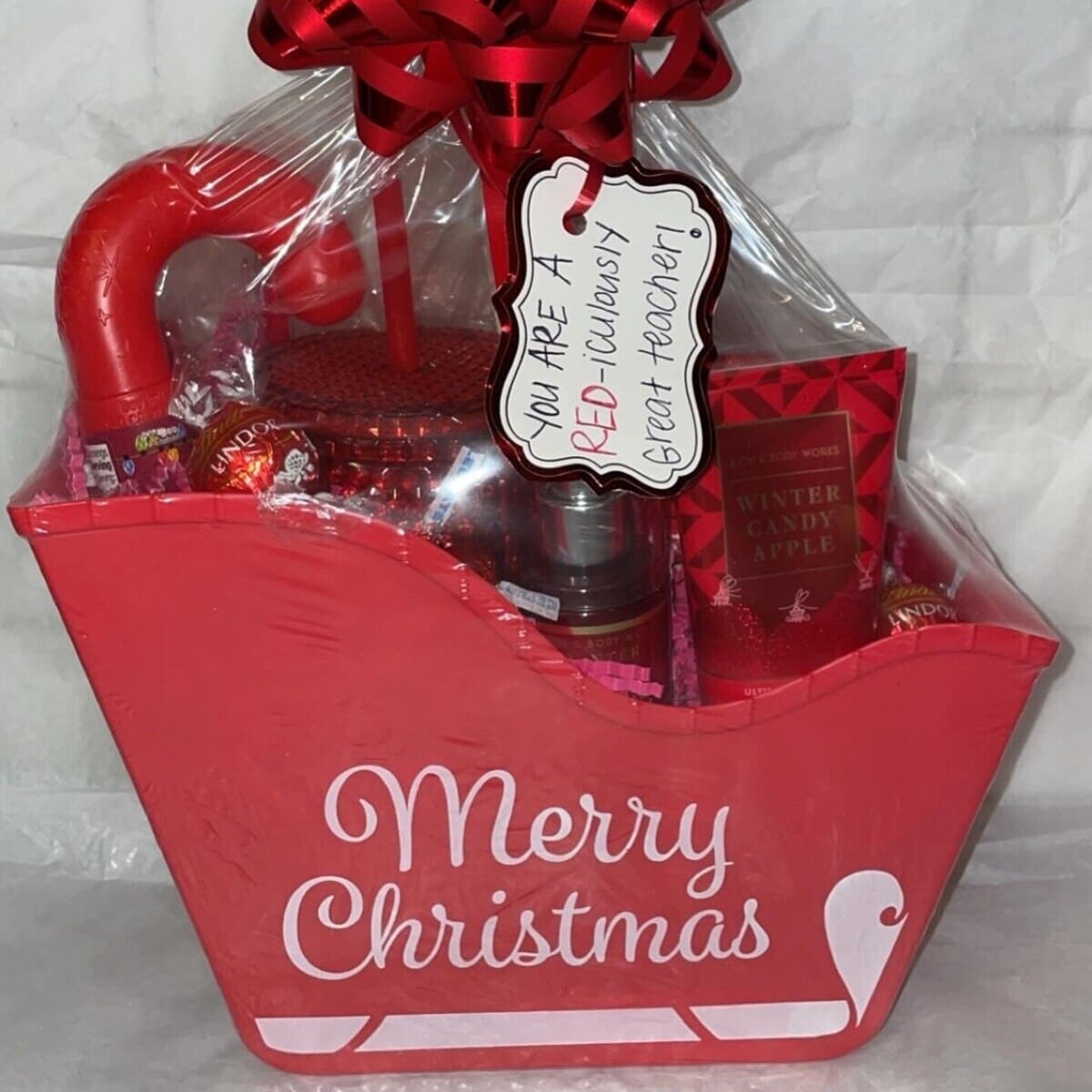 Red Christmas gift basket