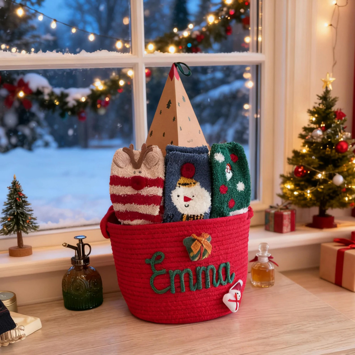 red christmas basket