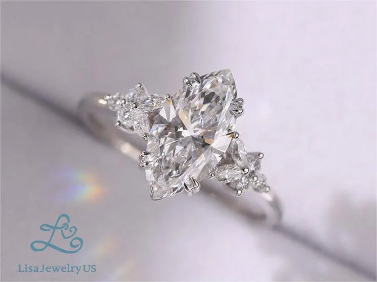 1ct-Marquise-Cut-Lab-Diamond-Petal-Side-Stones-Engagement-Ring