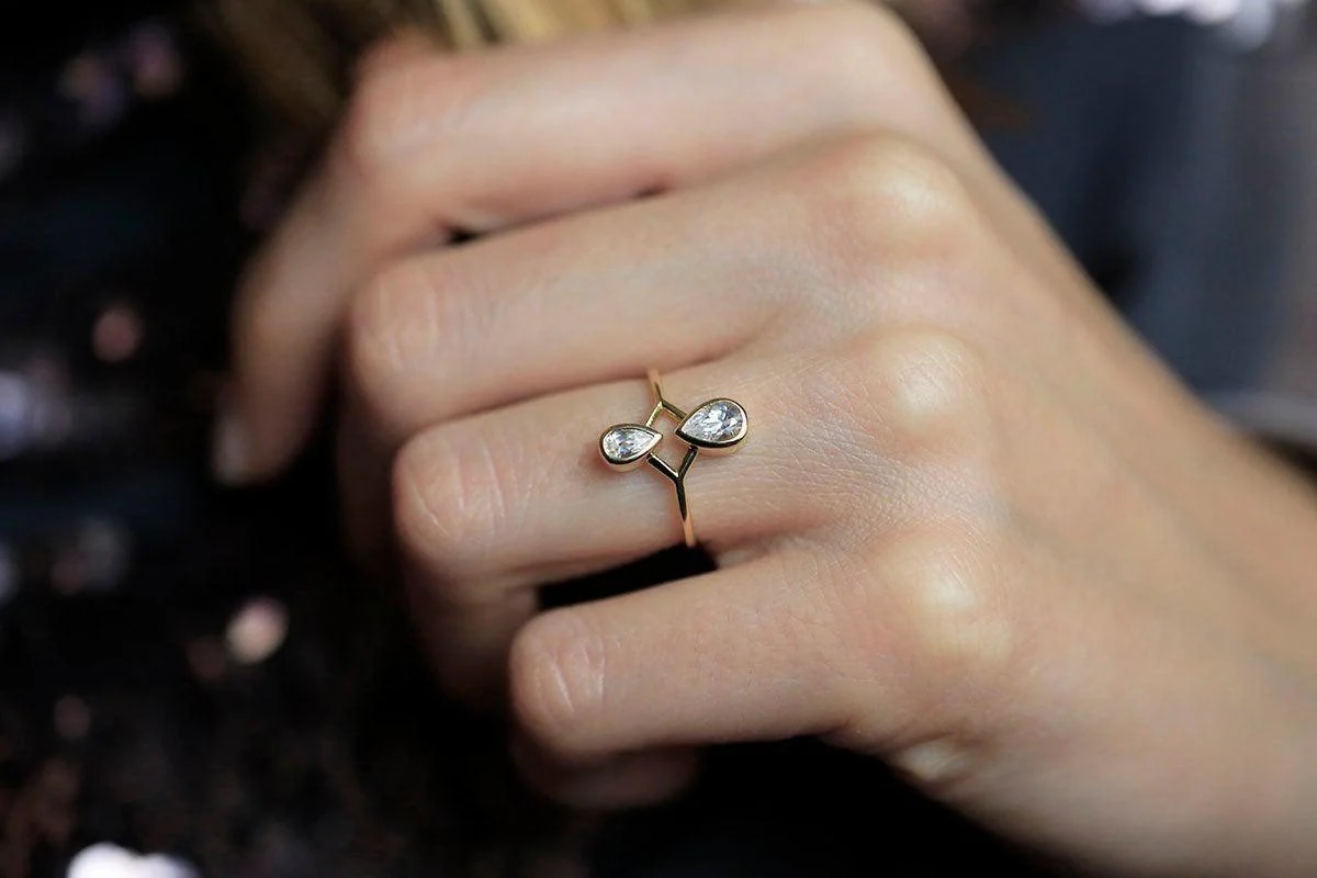 14K White Gold Pear Engagement Ring