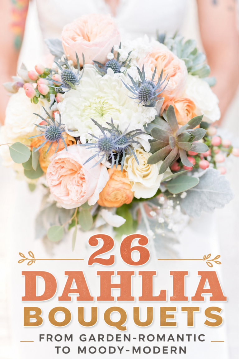 26 Dahlia Wedding Bouquet Ideas in Every Color, From Pale Peach to Deep Burgundy