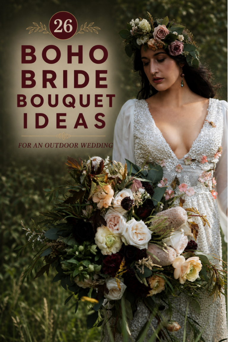 26 Boho Wedding Bouquet Ideas with Dried Grasses, Thistle, Loose Texture, and Zero Symmetry