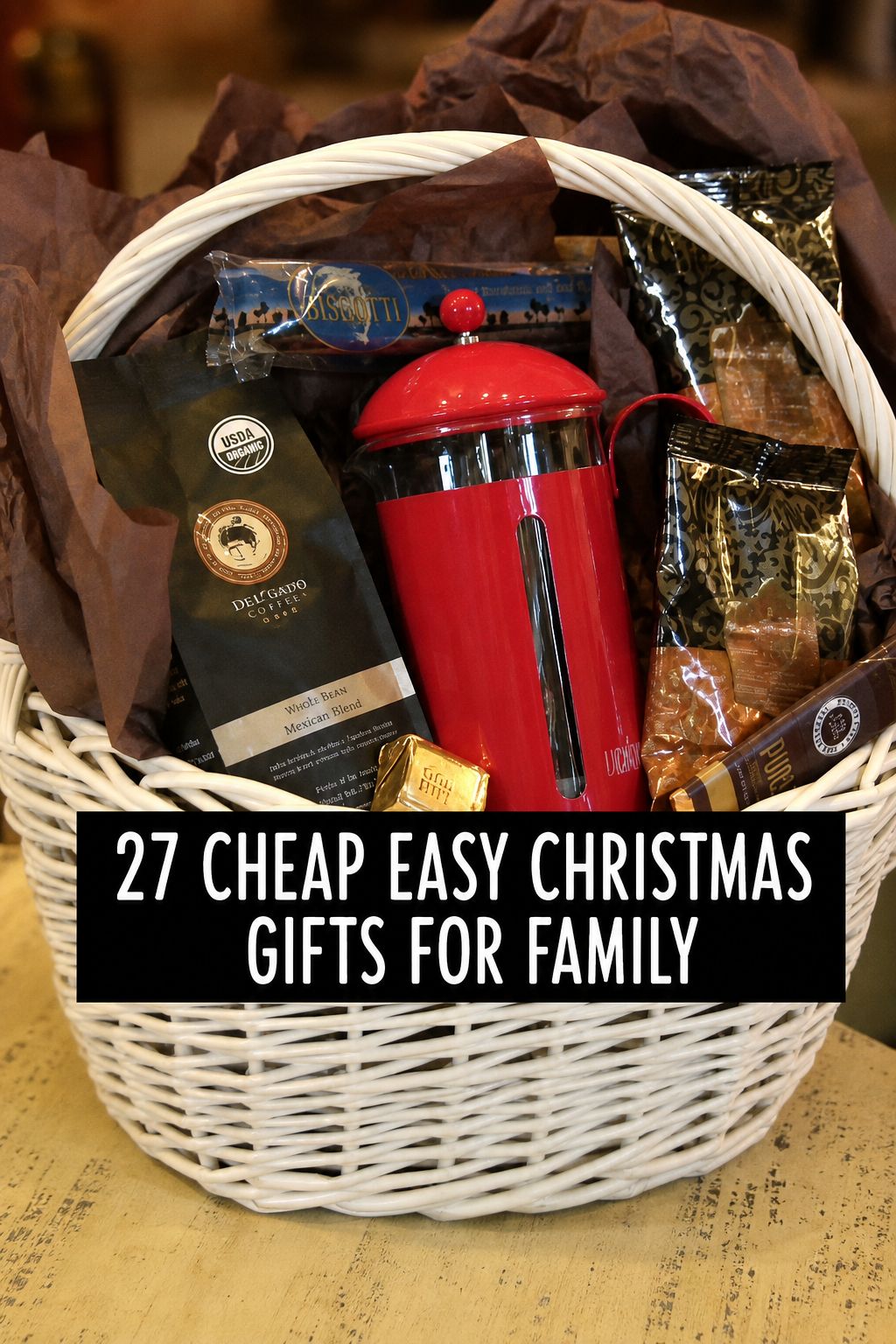 Local Coffee Beans and a Mug as a cheap Christmas gift for family