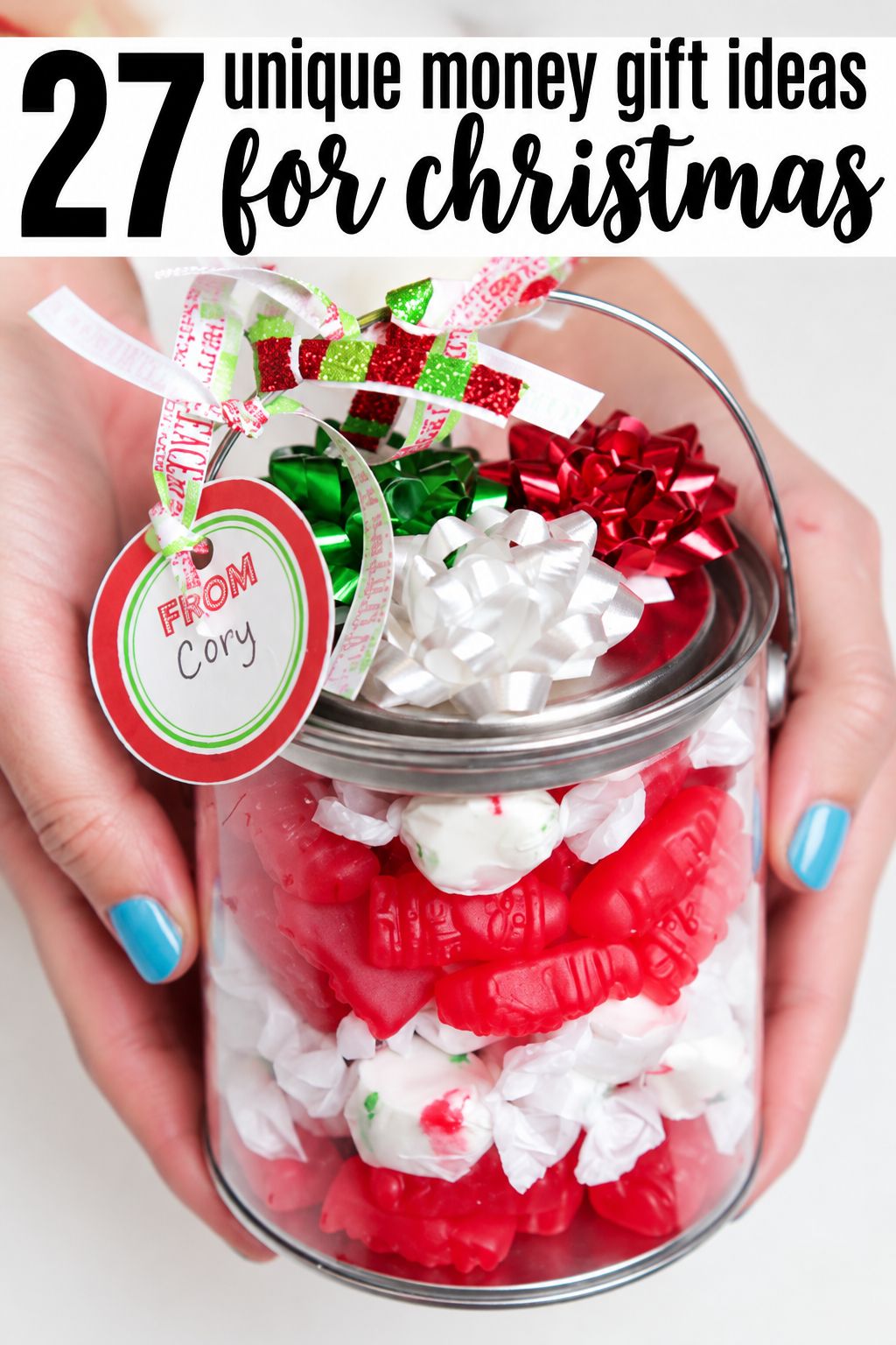 candy jar with hidden cash christmas money gifts