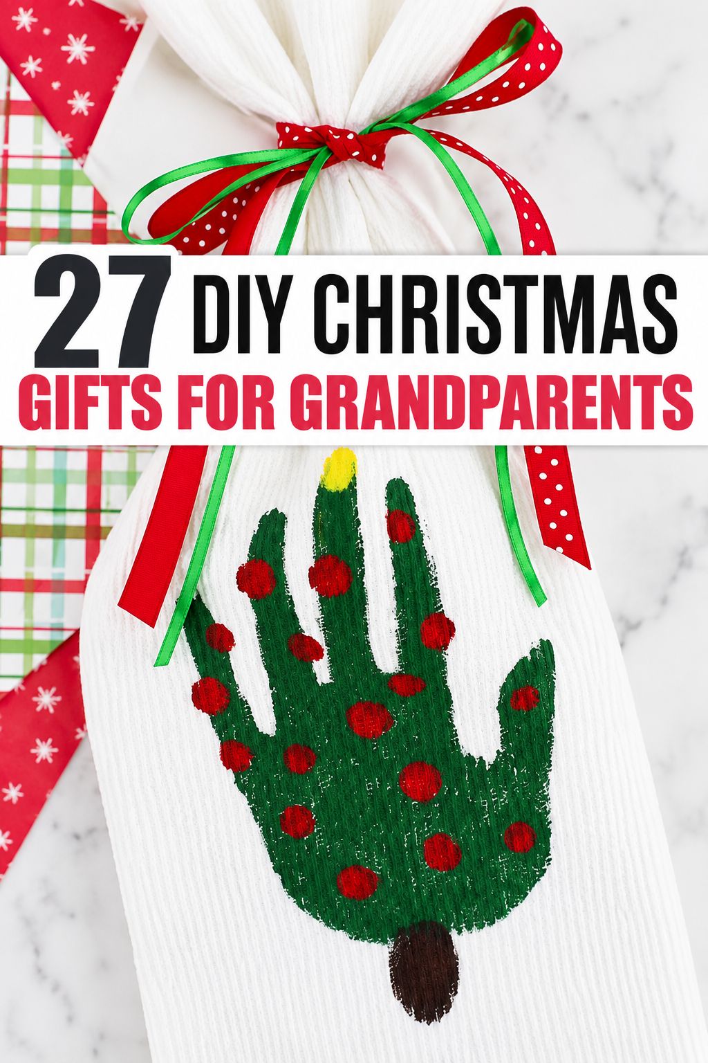 christmas tree handprint towel christmas gifts for grandparents
