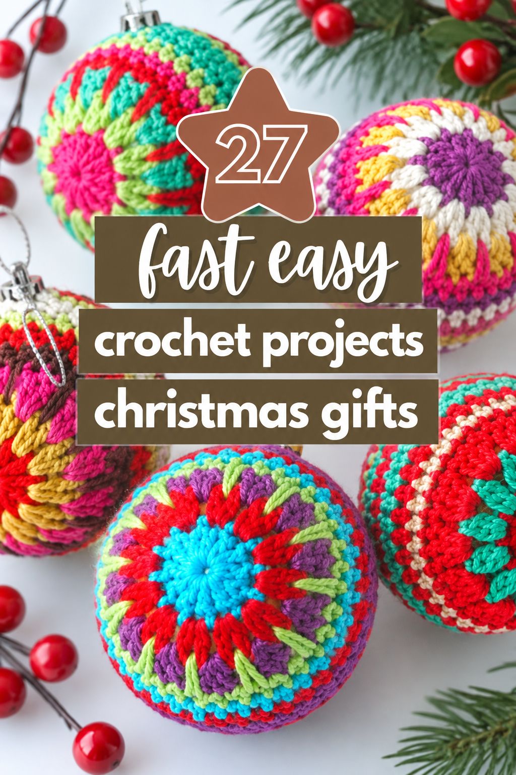 crochet covered baubles christmas gifts
