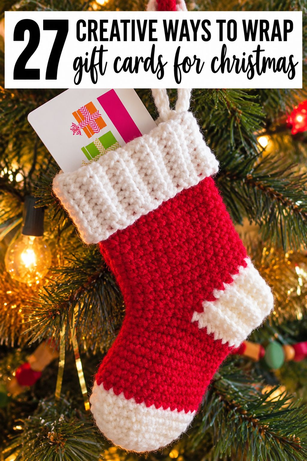 crochet mini stocking gift card wrapping