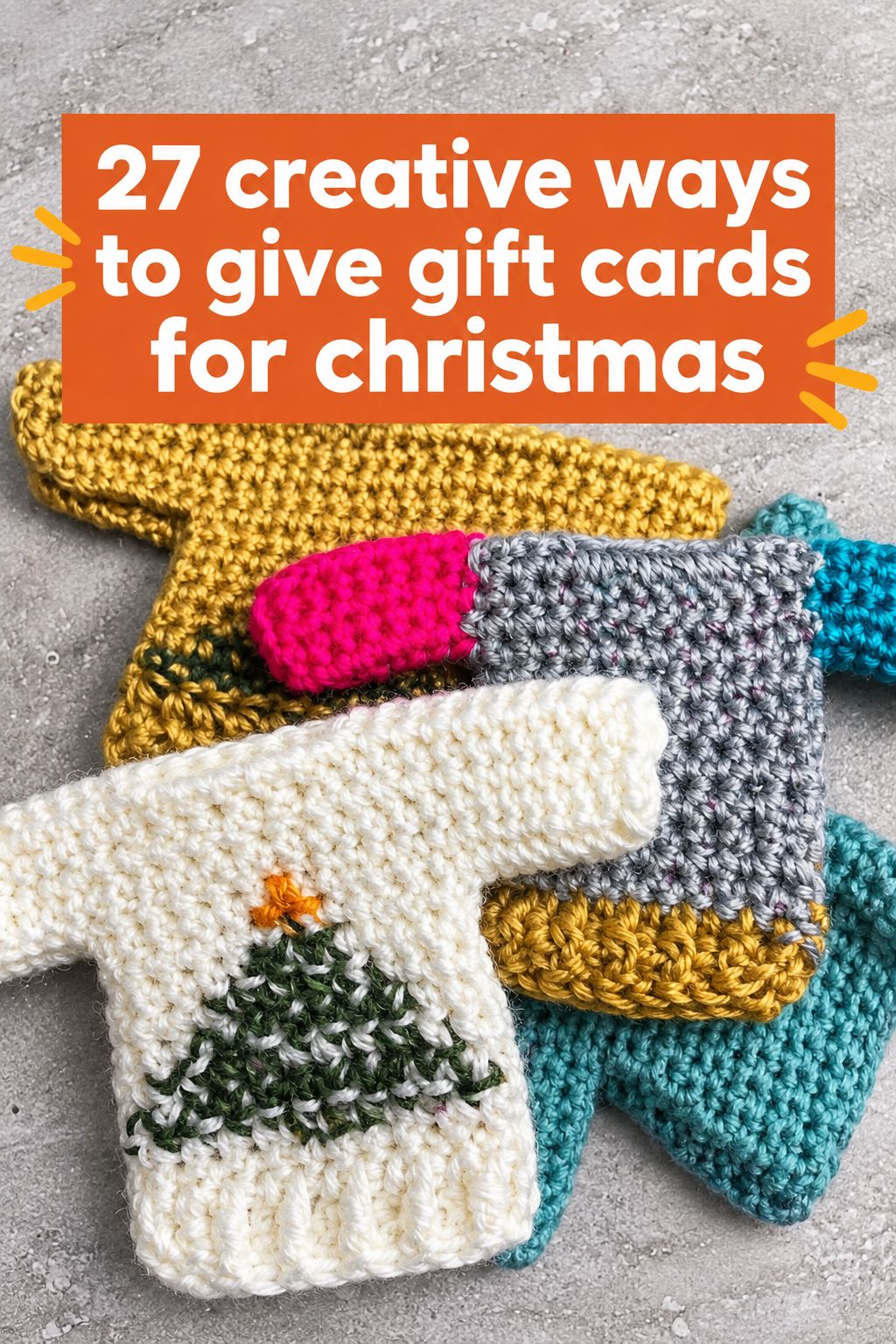 crochet ugly christmas sweater gift card wrapping