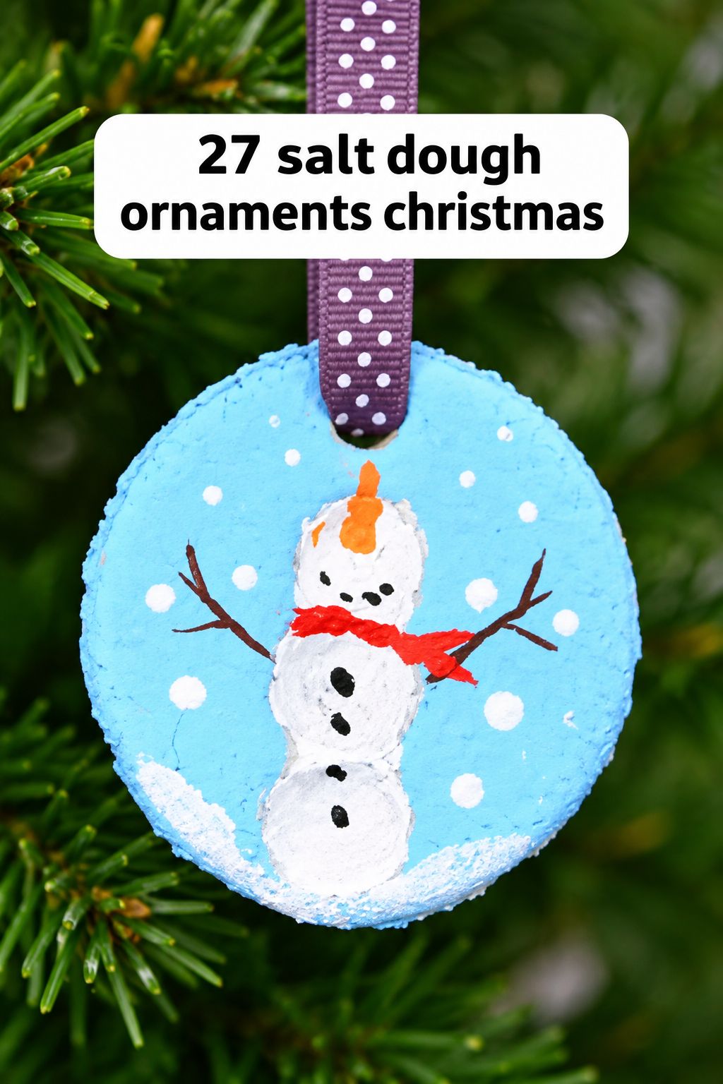 Fingerprint snowman salt dough ornament