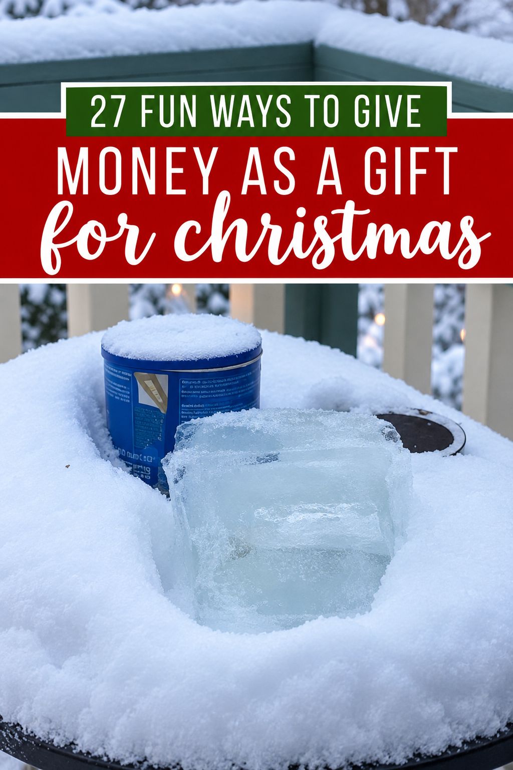frozen cash ice block christmas money gifts