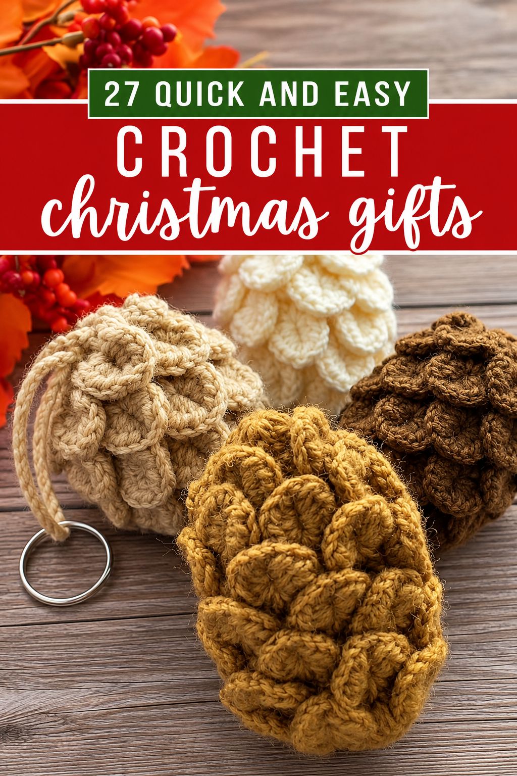 pinecone ornament or bag charm christmas gifts
