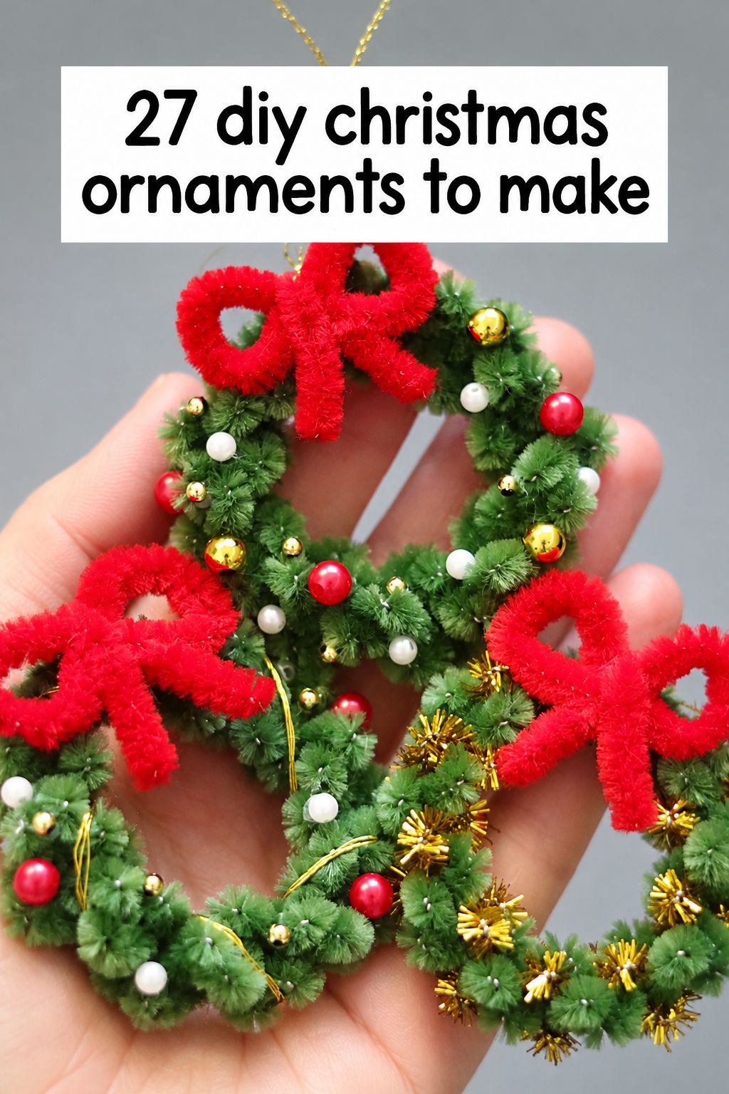 pipe cleaner beaded wreaths christmas ornaments