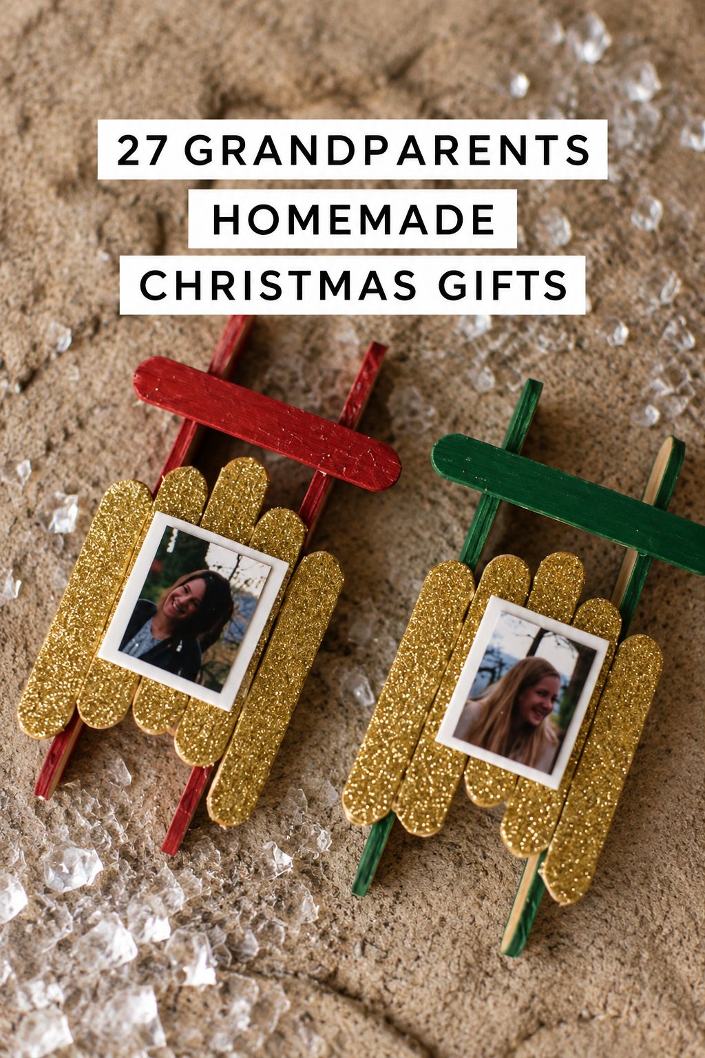 popsicle stick sled photo frame christmas gifts for grandparents