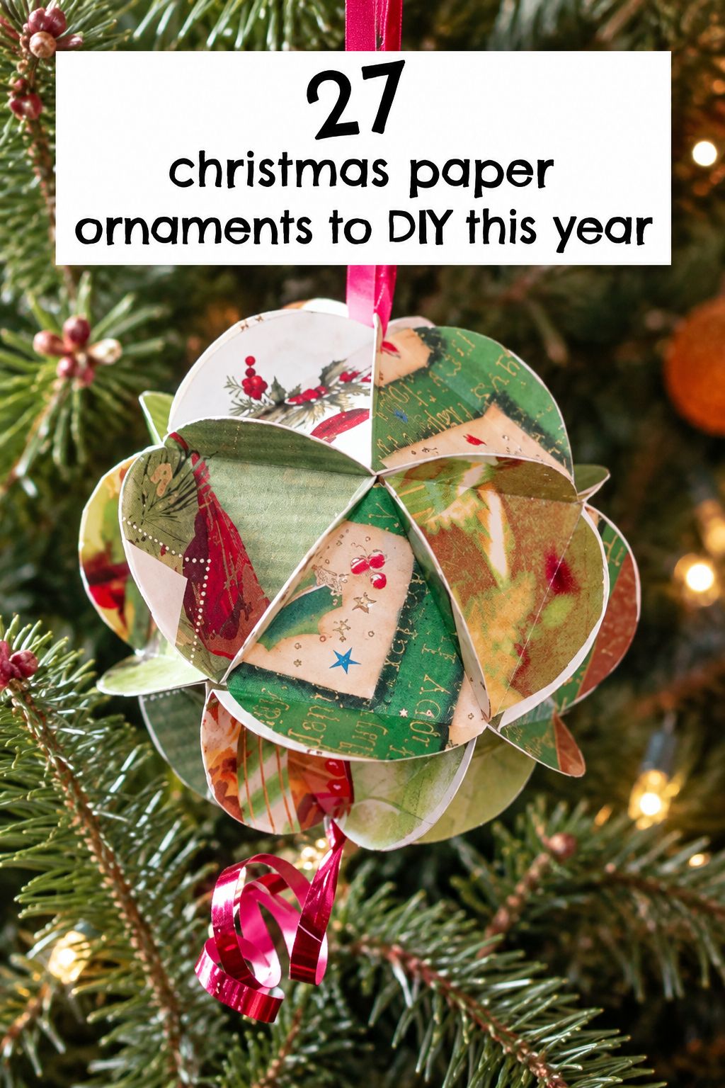 recycled card geodesic ball christmas ornaments