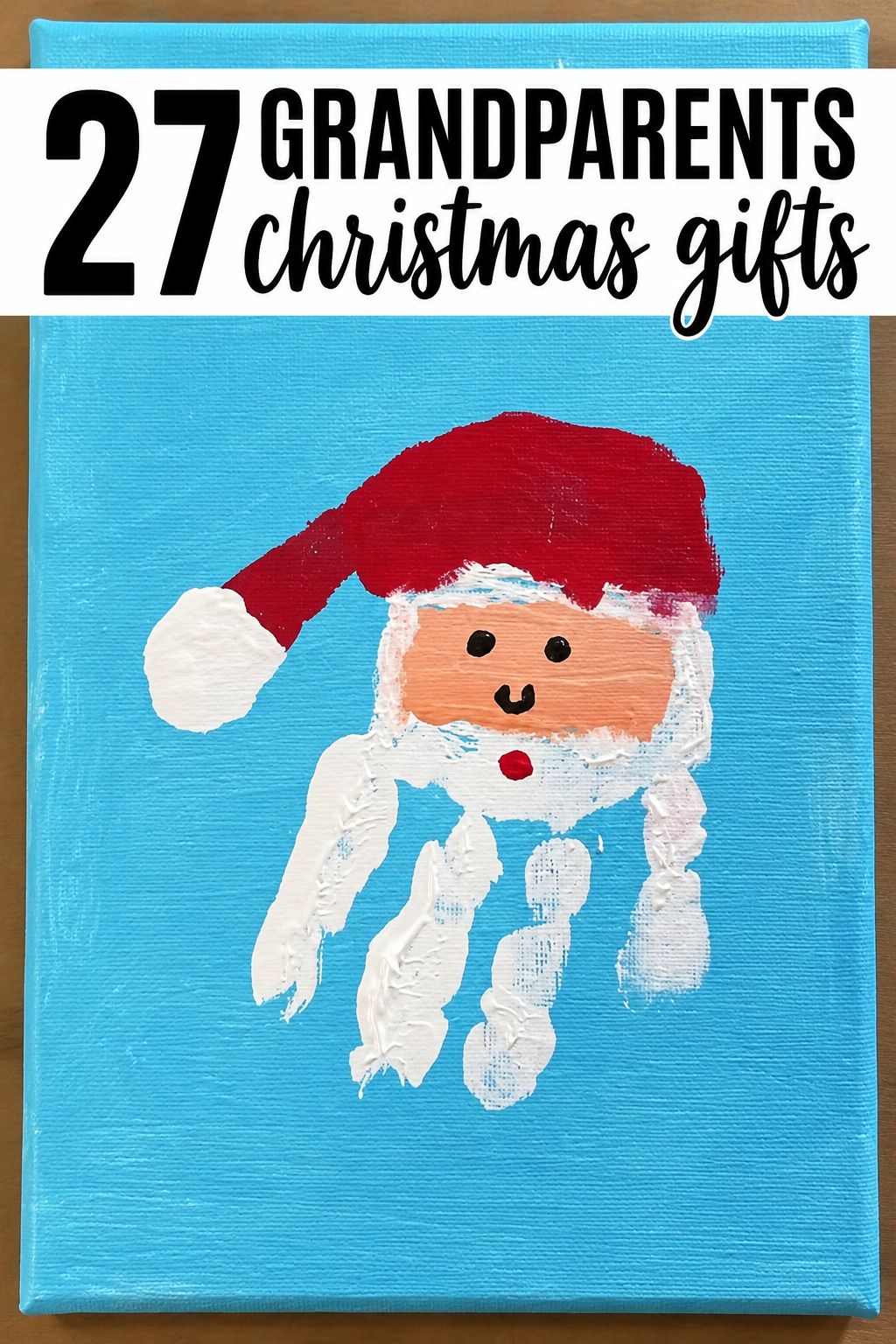 santa handprint art christmas gifts for grandparents
